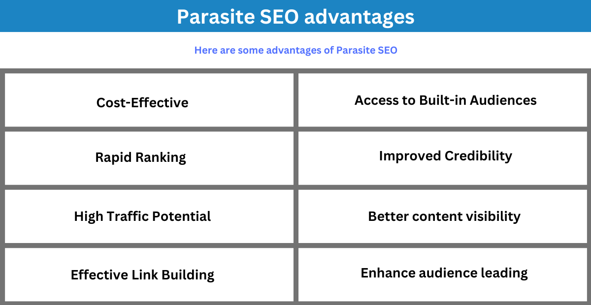 Parasite SEO advantages